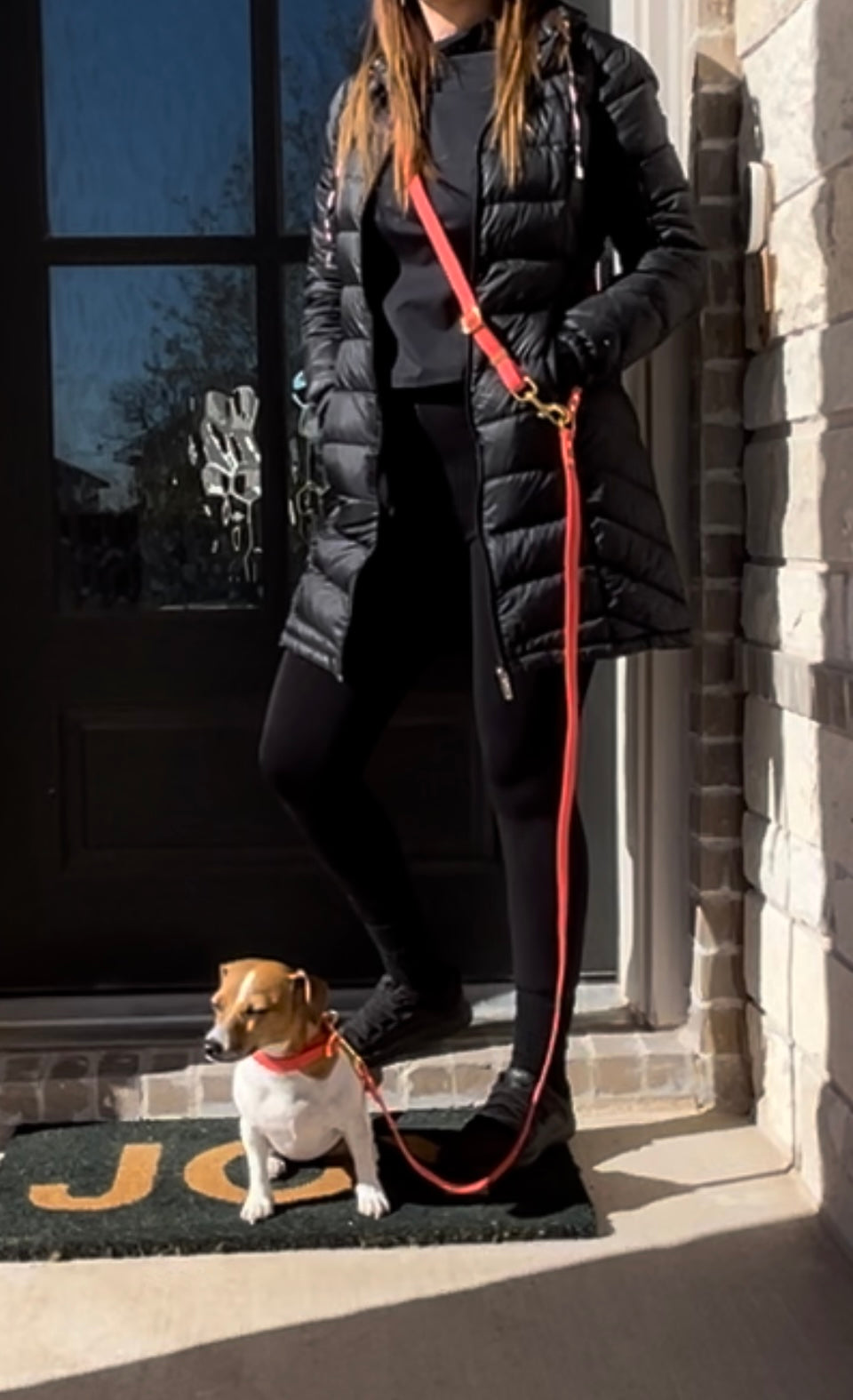 Hands-Free Dog Leash, Convertible - Vibrant Tangerine